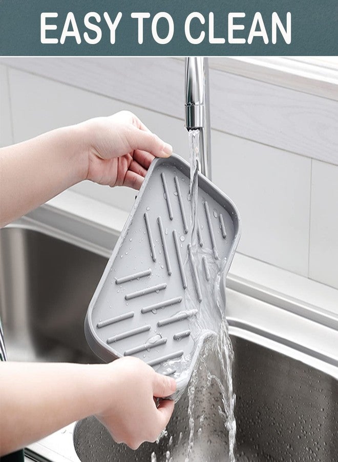 لايف ستايل-يو حامل صابون سيليكون للمطبخ من لايف ستايل-يو، حامل إسفنجة لحوض المطبخ، منظم لزجاجة صابون الأطباق، موزع صابون، فرش تنظيف، حامل صابون للحمام (قطعة واحدة) - Image 3